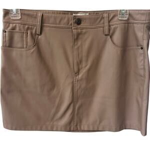 Kensie Tan Faux Vegan Leather Mini Skirt Women's Size 14 concerts festivals